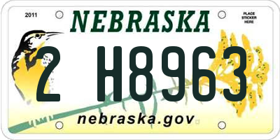 NE license plate 2H8963