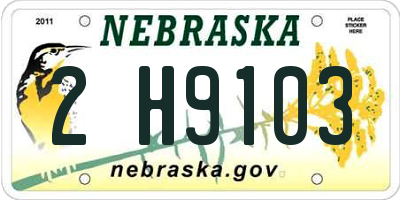 NE license plate 2H9103