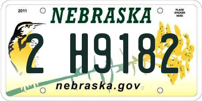 NE license plate 2H9182