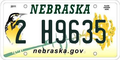 NE license plate 2H9635