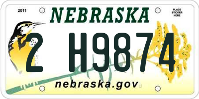 NE license plate 2H9874