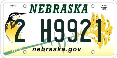 NE license plate 2H9921