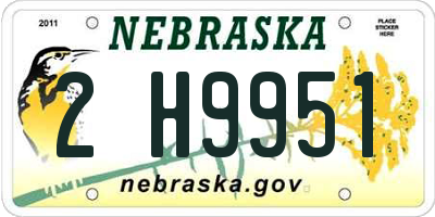 NE license plate 2H9951