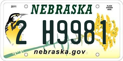 NE license plate 2H9981