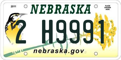 NE license plate 2H9991