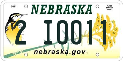 NE license plate 2I0011