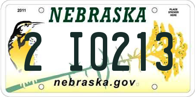 NE license plate 2I0213