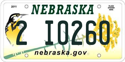 NE license plate 2I0260