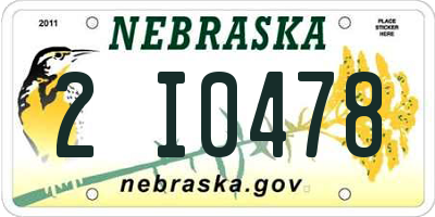 NE license plate 2I0478