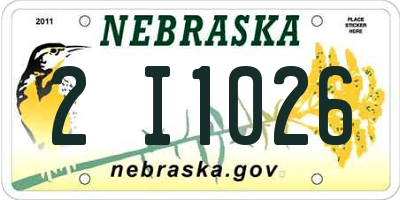 NE license plate 2I1026