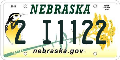 NE license plate 2I1122