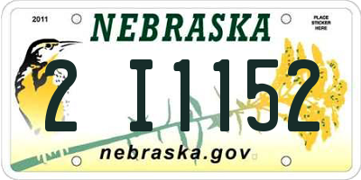 NE license plate 2I1152