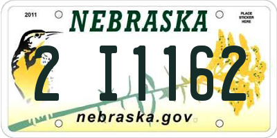 NE license plate 2I1162