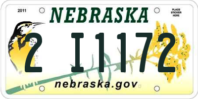 NE license plate 2I1172