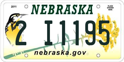 NE license plate 2I1195