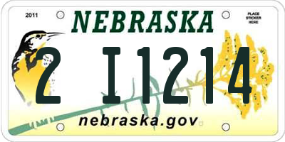 NE license plate 2I1214