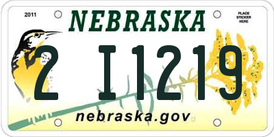 NE license plate 2I1219