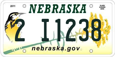 NE license plate 2I1238