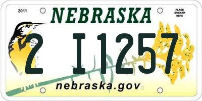 NE license plate 2I1257