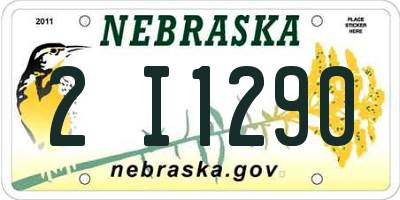 NE license plate 2I1290
