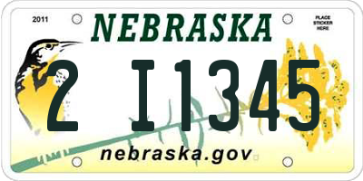 NE license plate 2I1345