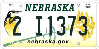 NE license plate 2I1373