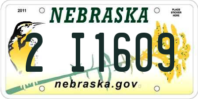 NE license plate 2I1609