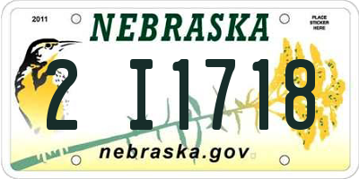 NE license plate 2I1718