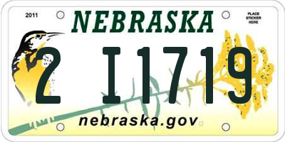 NE license plate 2I1719