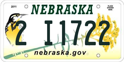 NE license plate 2I1722