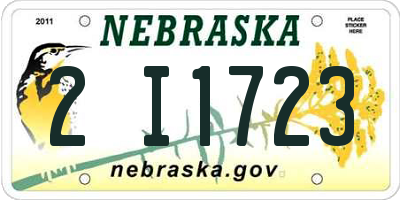 NE license plate 2I1723