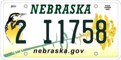NE license plate 2I1758