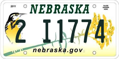 NE license plate 2I1774