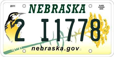 NE license plate 2I1778
