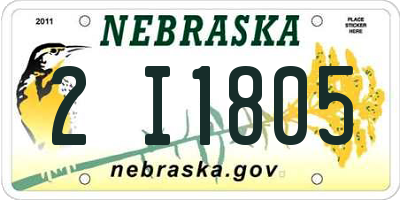 NE license plate 2I1805