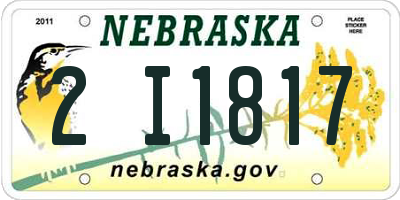 NE license plate 2I1817