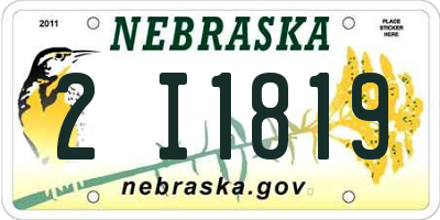 NE license plate 2I1819