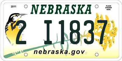 NE license plate 2I1837