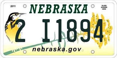 NE license plate 2I1894