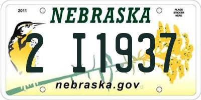 NE license plate 2I1937