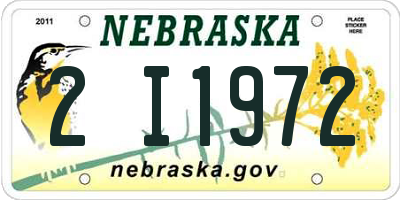 NE license plate 2I1972