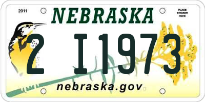 NE license plate 2I1973