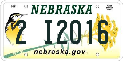 NE license plate 2I2016