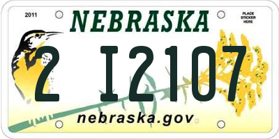 NE license plate 2I2107