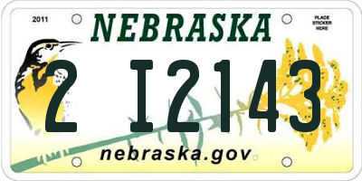 NE license plate 2I2143