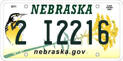 NE license plate 2I2216