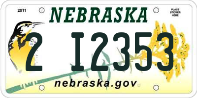 NE license plate 2I2353