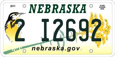 NE license plate 2I2692