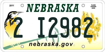 NE license plate 2I2982