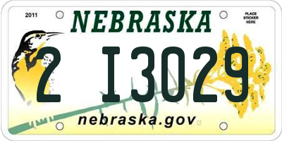 NE license plate 2I3029